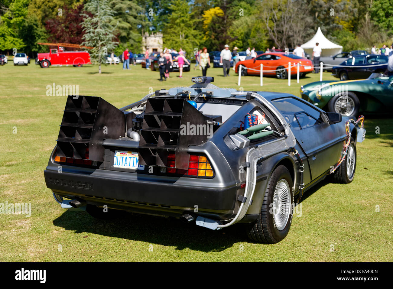 Delorean DMC12, the actual car that was used in the film 'Back to the Future' at the Wilton Classic & Supercar Show, Wilton House, Wiltshire, 2015 Stock Photo