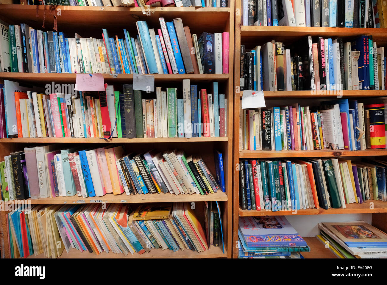 Books for sale in the 'Honesty' bookshop, Hay-on-Wye, Powys, Wales. Stock Photo