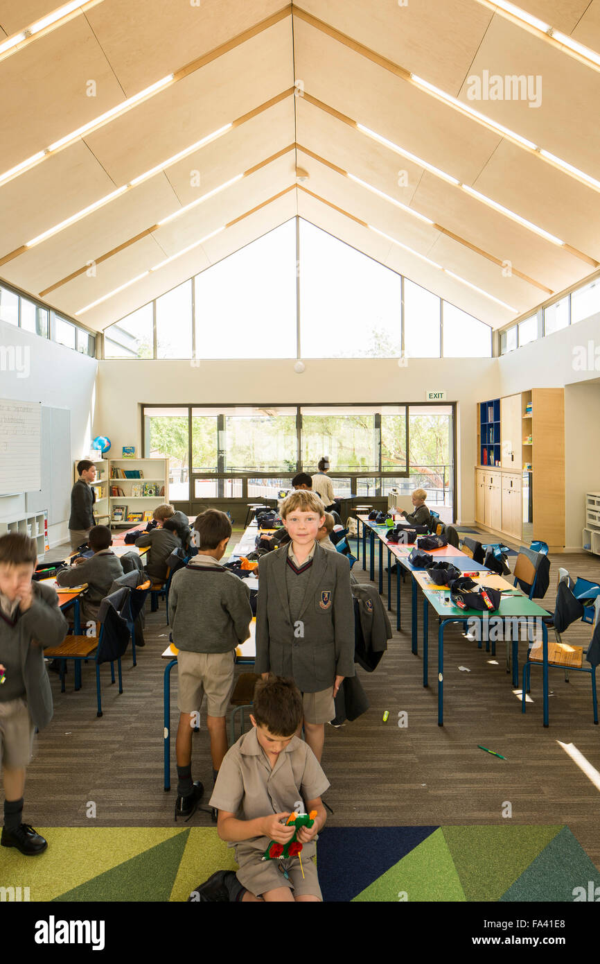 High Volume Classroom Interior With A Schoolboy Friends