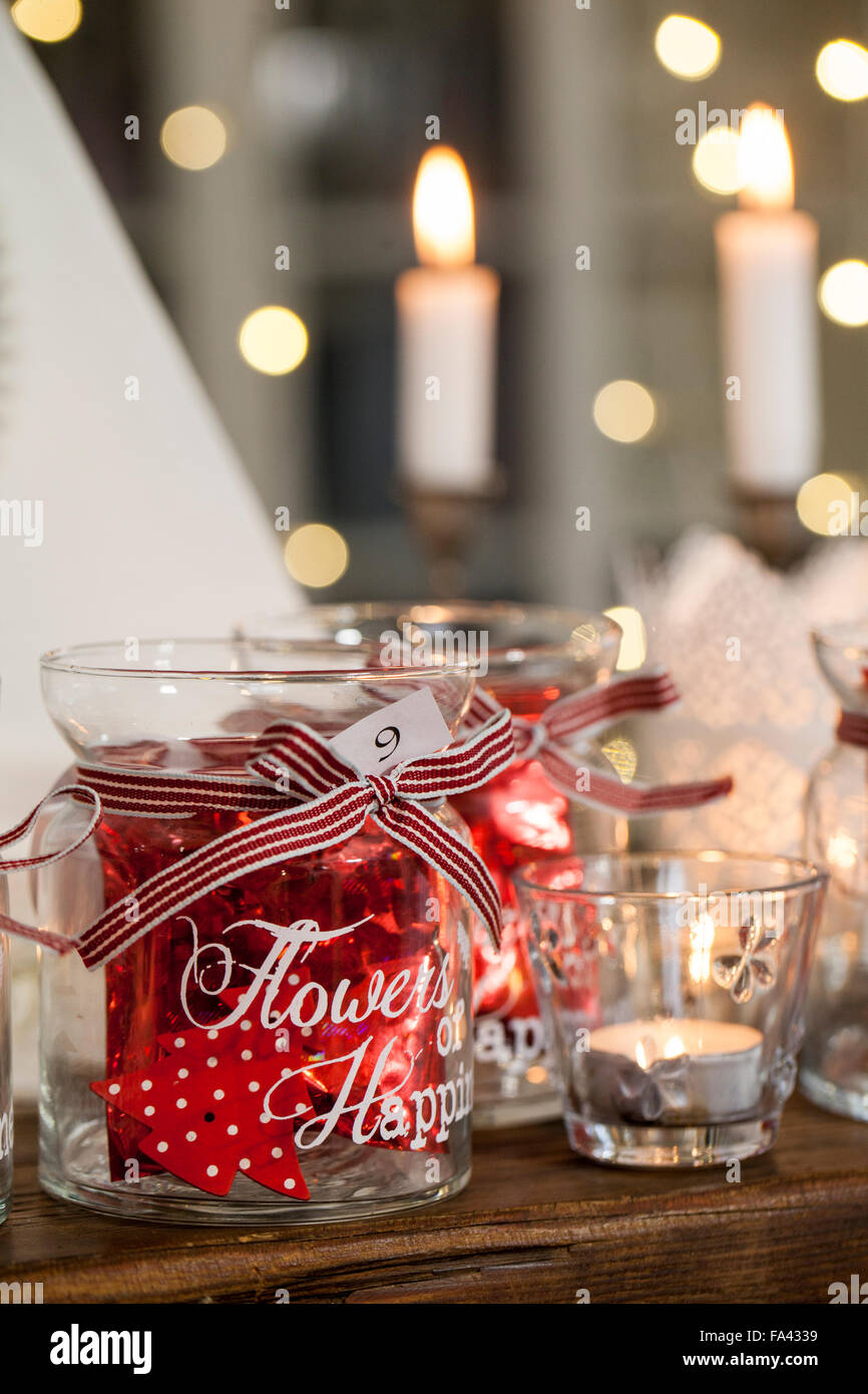 Material Glass Jars Ribbon Printed Numerals Advent Packages
