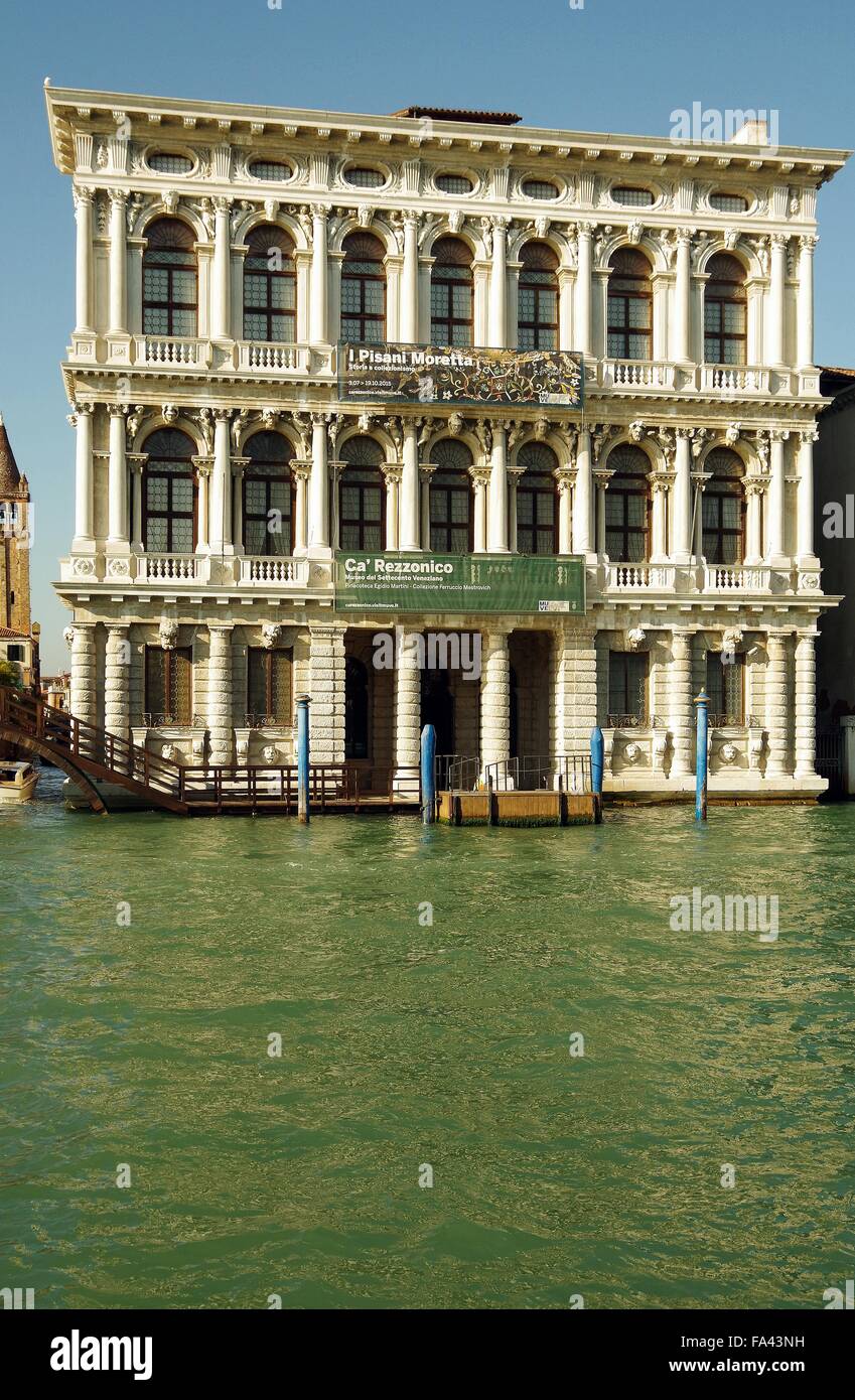 Venice, Italy, Ca' Rezzonico, Grand Canal Stock Photo