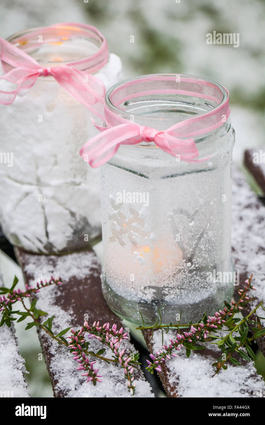 Material The Jars Ribbon Snow Spray Wooden Wand Candle
