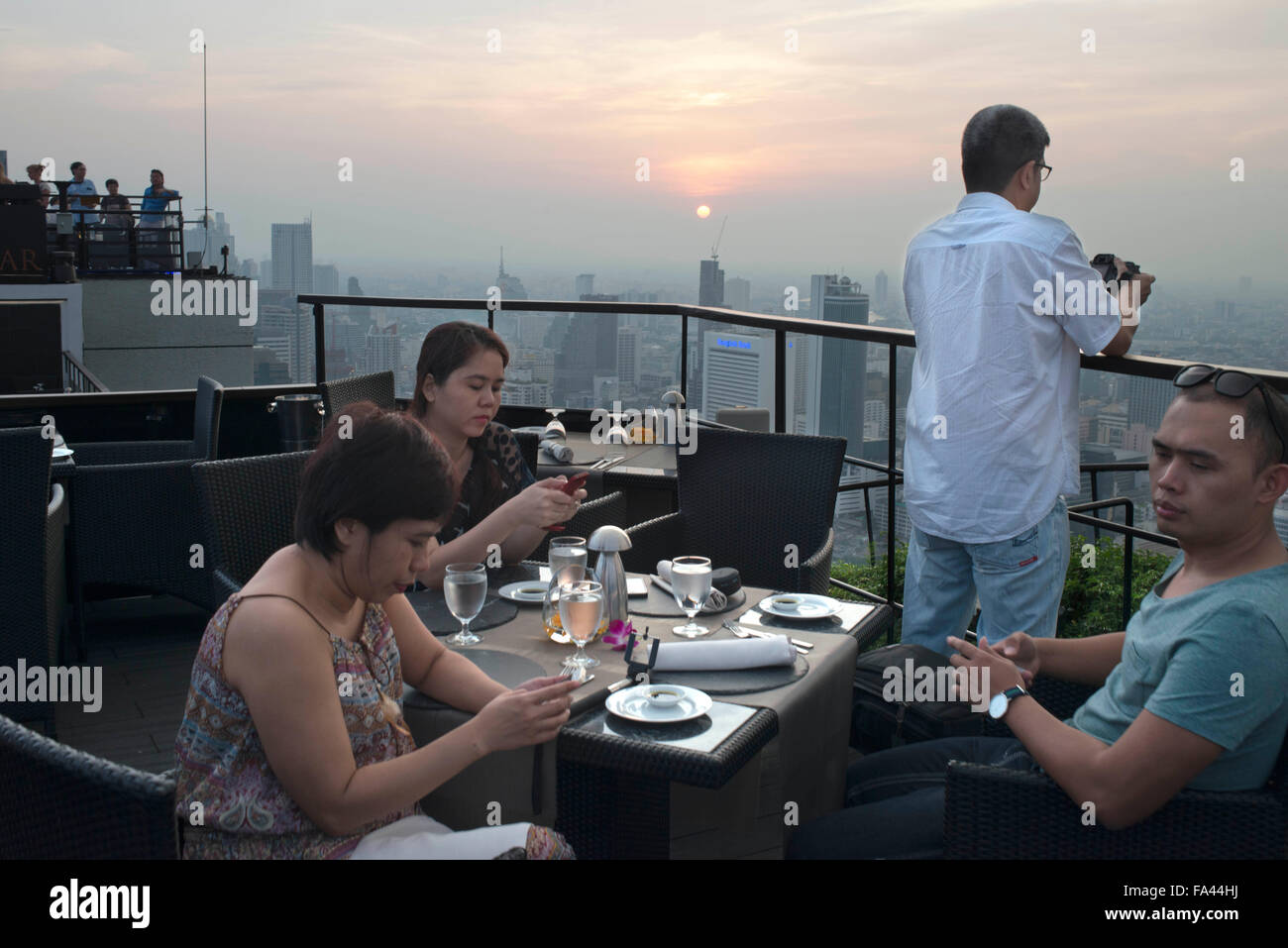 Landscape, views. Banyan Tree Rooftop Vertigo & Moon Bar, Restaurant, , Bangkok , Thailand. View of the city, Vertigo Bar and Re Stock Photo