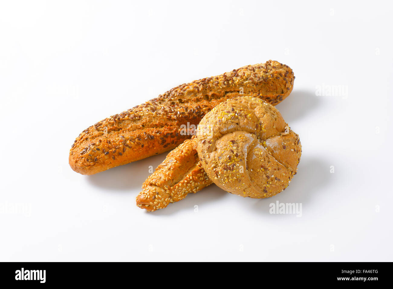 assorted bread rolls on white background Stock Photo - Alamy