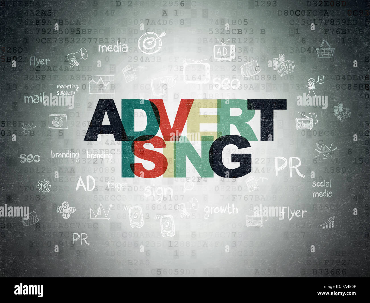 Advertising concept: Advertising on Digital Paper background Stock ...