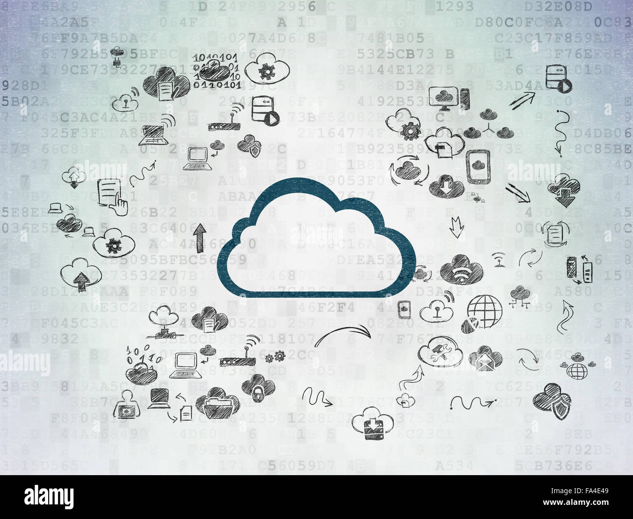 Cloud computing concept: Cloud on Digital Paper background Stock Photo ...