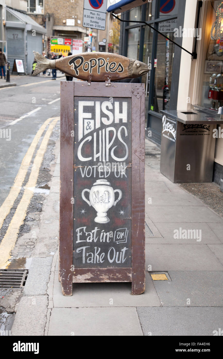 Poppies Fish and Chips Shop, Spitalfields Sign, London, England, UK ...