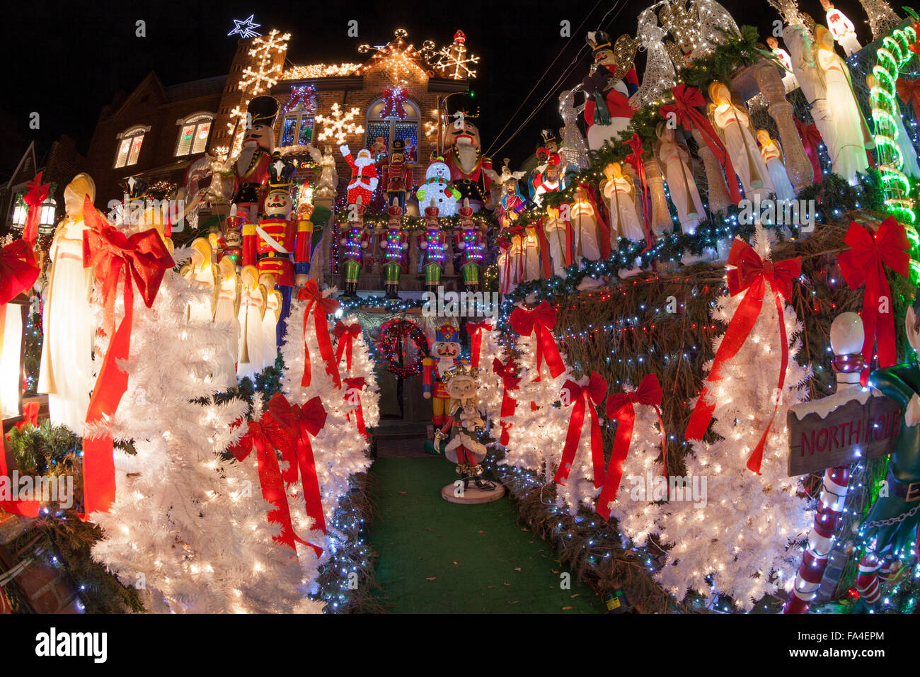 Brooklyn, NY USA  December 19, 2015 Christmas decorations on streets