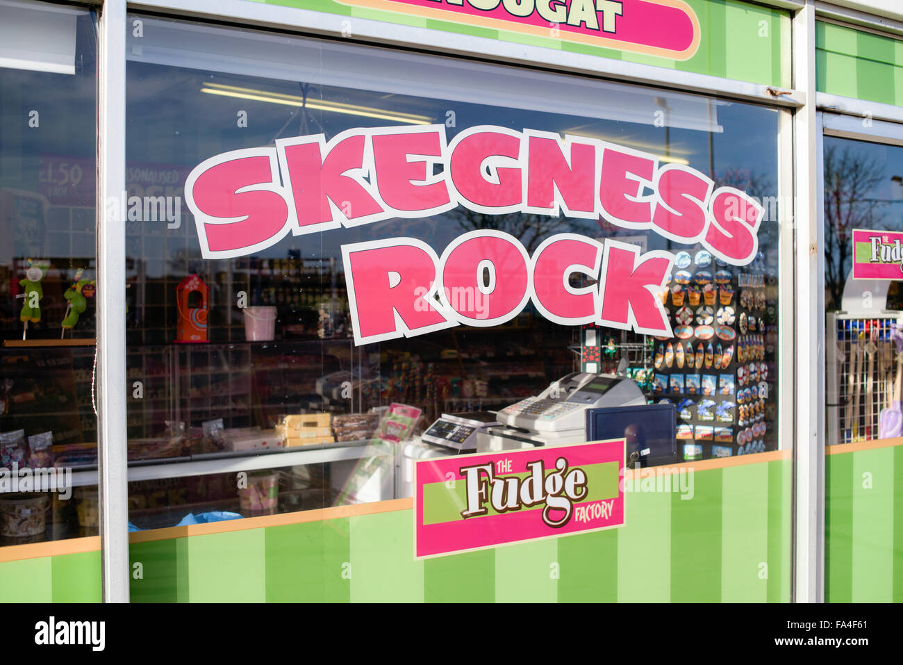 Skegness Seaside Coastal Resort Lincolnshire England,UK.Rock Shop . Stock Photo