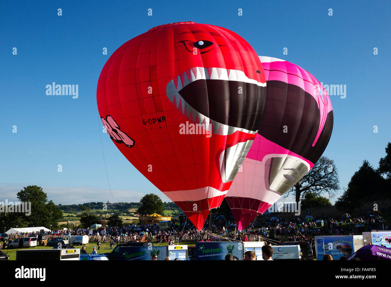 Power Rangers hot air balloons at the Bristol International Hot Air Balloon Fiesta 2015 Stock Photo