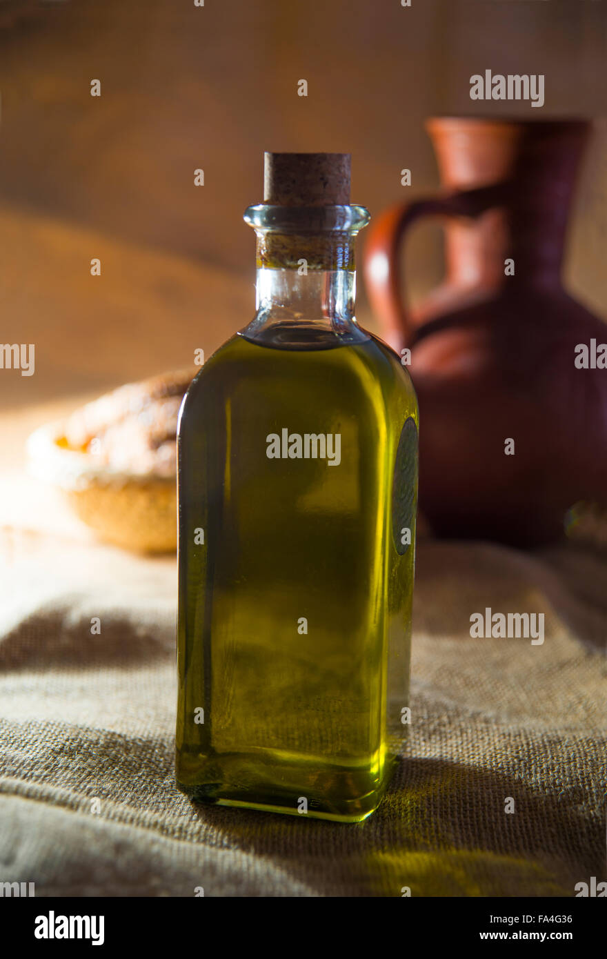 Bottle of extra virgin olive oil. Still life Stock Photo - Alamy