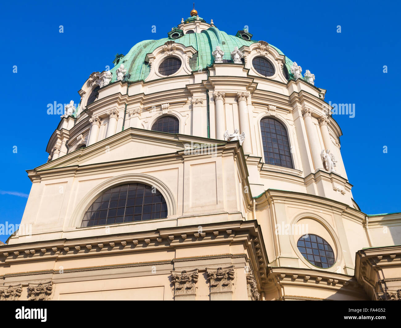 St. Charles Church in Vienna, Austria. Facade fragment Stock Photo