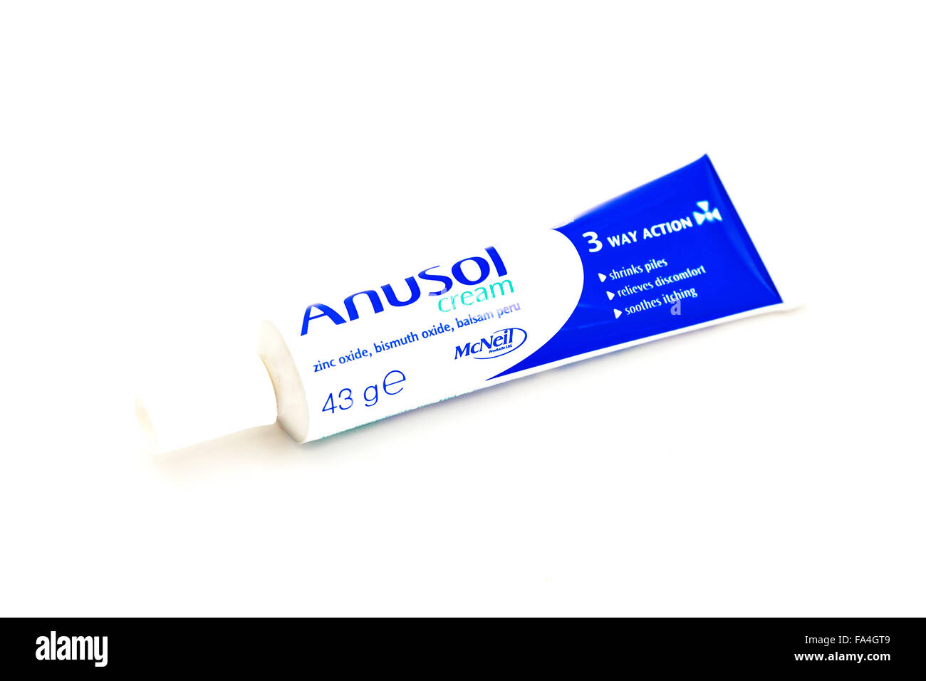 Anusol Cream for hemorrhoids or piles relief Cutout cut out white background isolated copy space Stock Photo