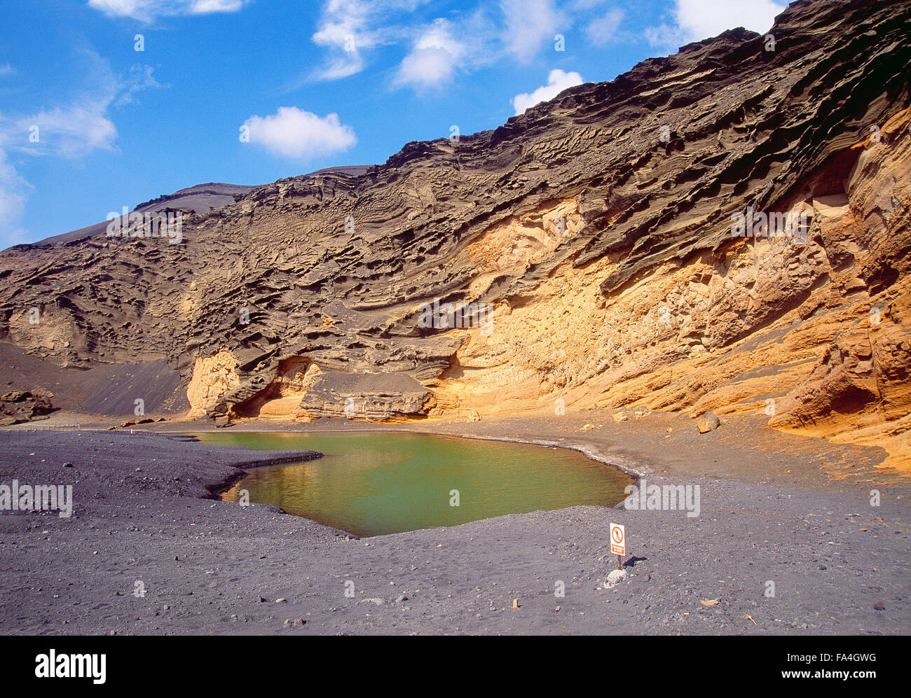 Charco de Los Clicos. El Golfo, Lanzarote island, Canary Islands, Spain. Stock Photo