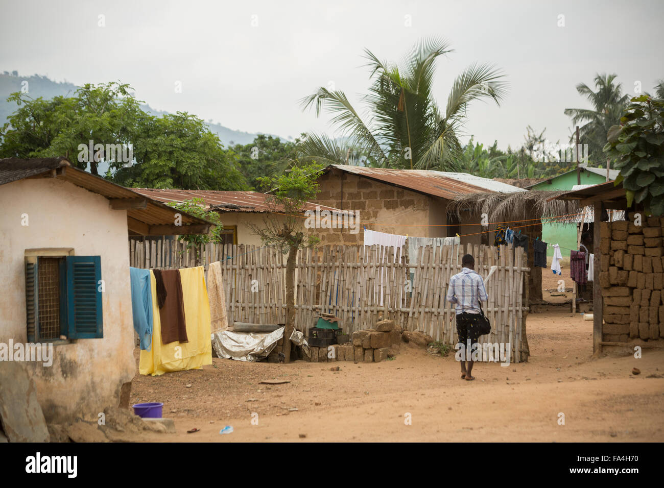Neighborhood scene - Fotobi village, Southeast Ghana. Stock Photo
