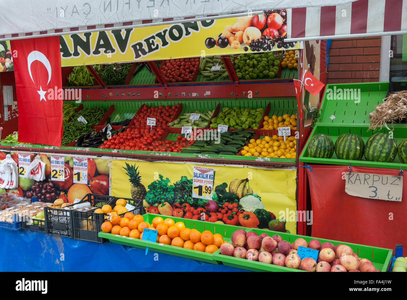 A fruiterer's shop in the open market of the city on April 23, 2014 in . Stock Photo
