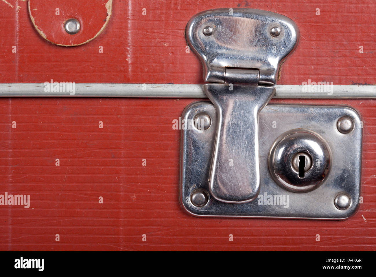 Lock of an old brown suitcase Stock Photo