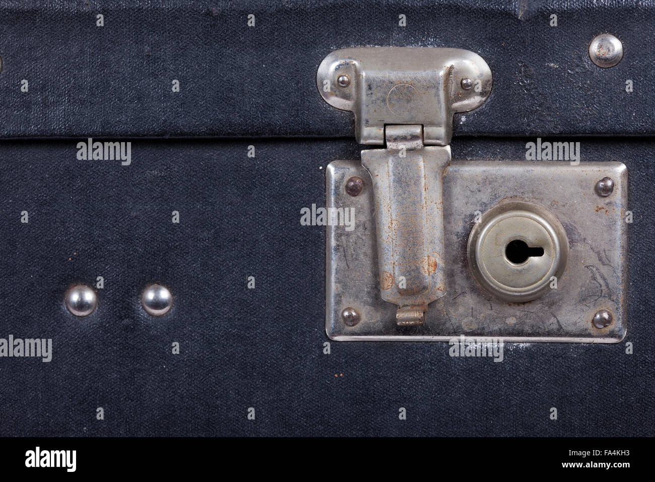 Lock of an old black suitcase Stock Photo Alamy
