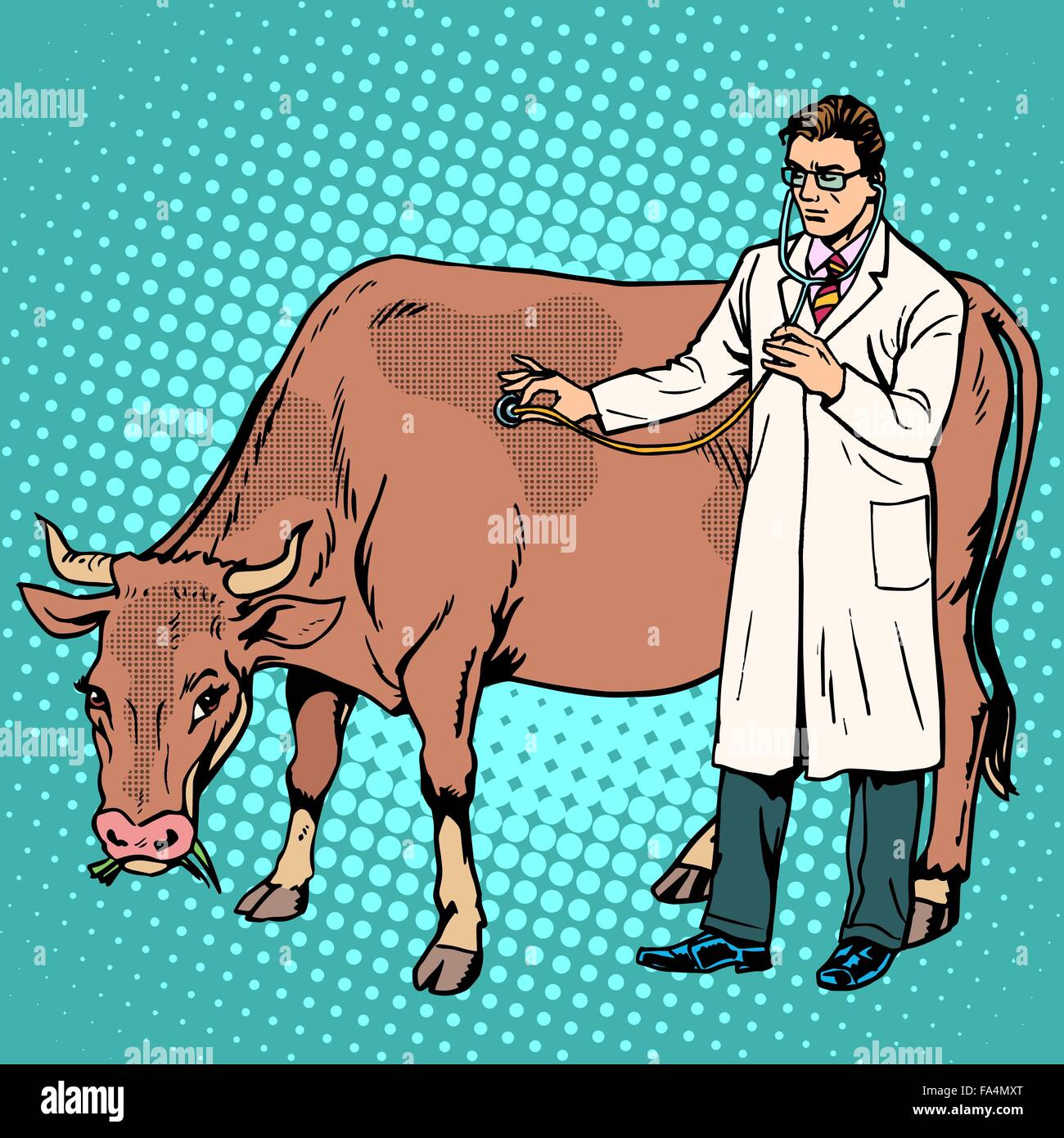 Veterinarian treats a cow farm animal medicine Stock Vector Image & Art