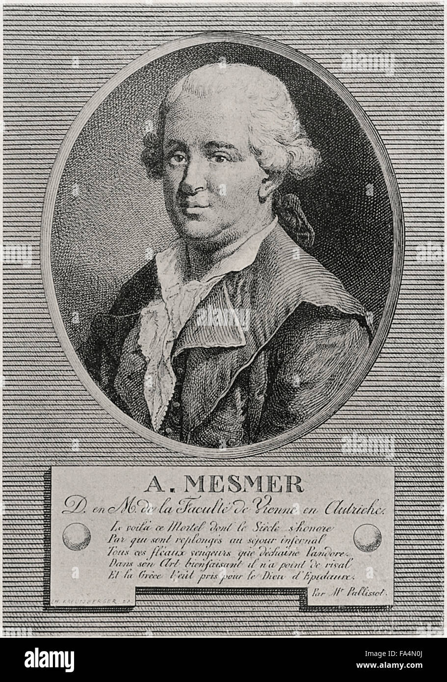 Franz Anton Mesmer (1734-1815), German Physician and Theorist on Animal Magnetism or Mesmerism, Book Illustration from “Cagliostro, The Splendour and Misery of A Master of Magic”, Chapman and Hall LTD, W.R.H. Trowbridge, 1910 Stock Photo