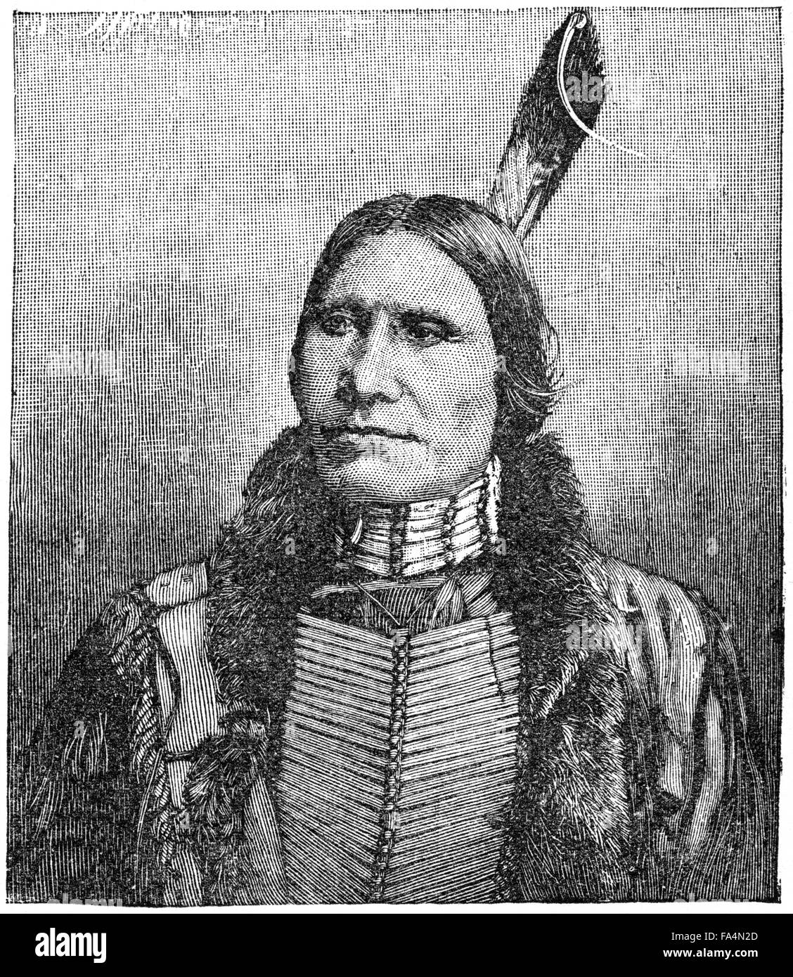 Chief American Horse (1840-1908), Oglala Lakota Chief, Book Illustration from “Indian Horrors or Massacres of the Red Men”, by Henry Davenport Northrop, 1891 Stock Photo