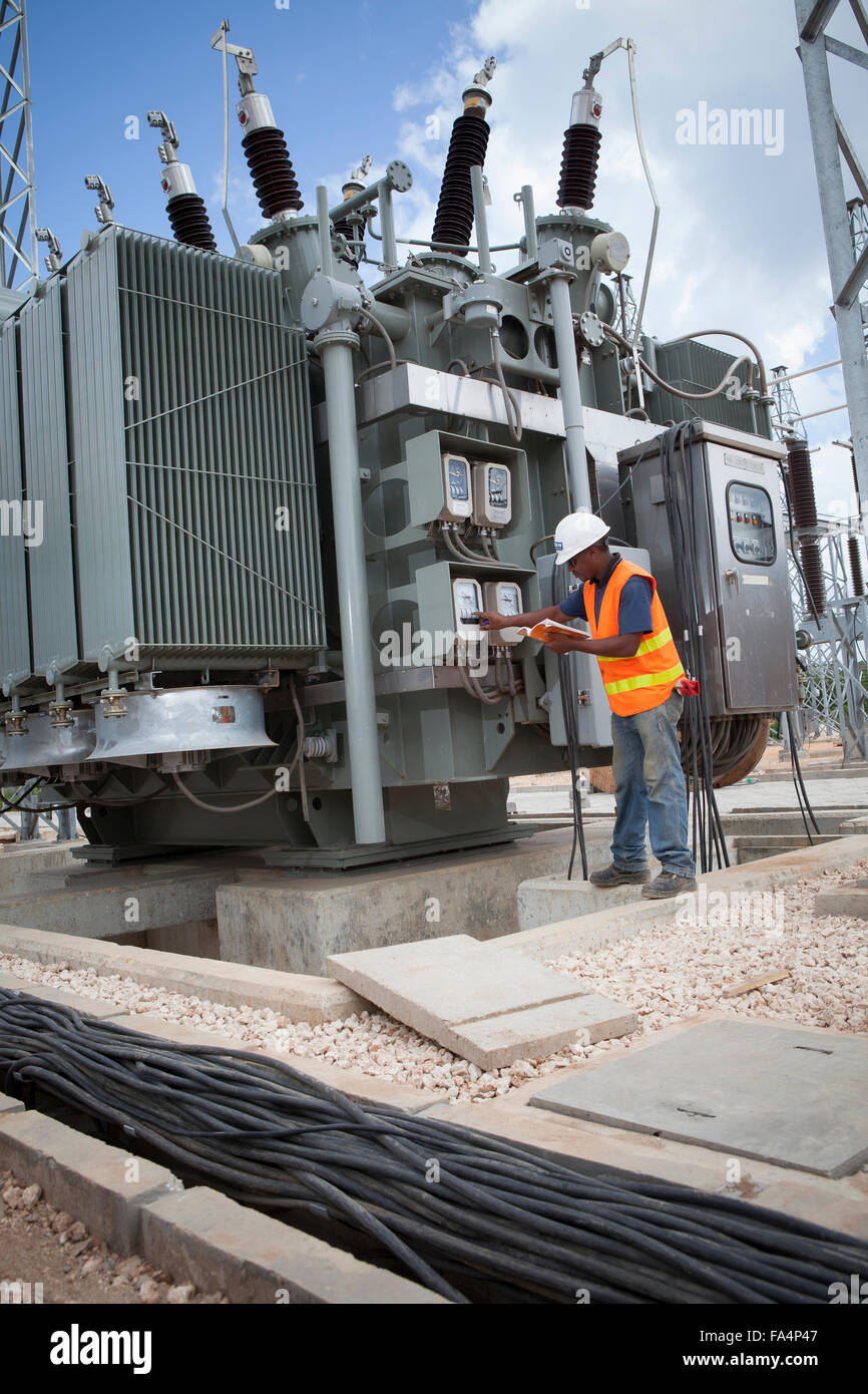 Electrical worker electrical station High Resolution Stock Photography