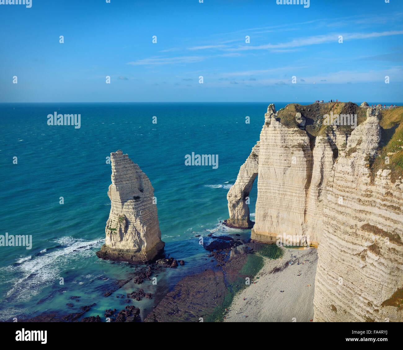 famouse Etretat arch rock, France Stock Photo