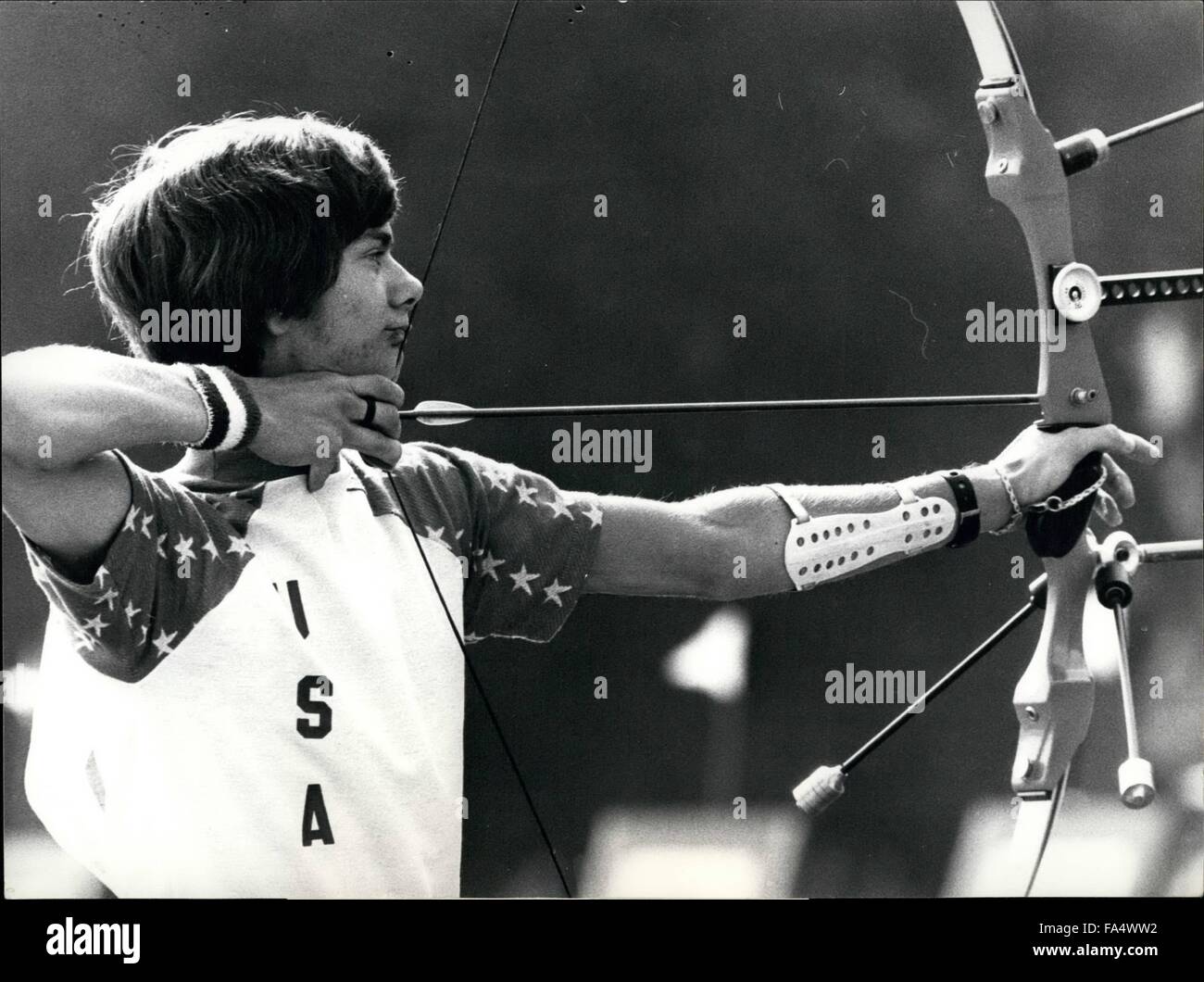 1975 - Archery World Championship In Interlaken, Switzerland, had taken place this years archery world championships. The American archers placed their four archers within the six first places, while Darrell Pace won the championship with 2548 points 103 better then the old world record. Second Richard McKinney, USA, third Kauko Laasonen, Finland. The women competition has been dominated by the Russian archers with Zebiniso Rustamowa as new world champion (2465 points, new world record). OPS: World champion Darrell Pace, USA. keystone Zurich 75.6.30 (Credit Image: © Keystone Pictures USA/ZU Stock Photo