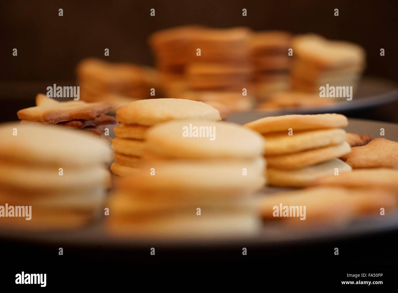 christmas cookies biscuits stacked piled Stock Photo