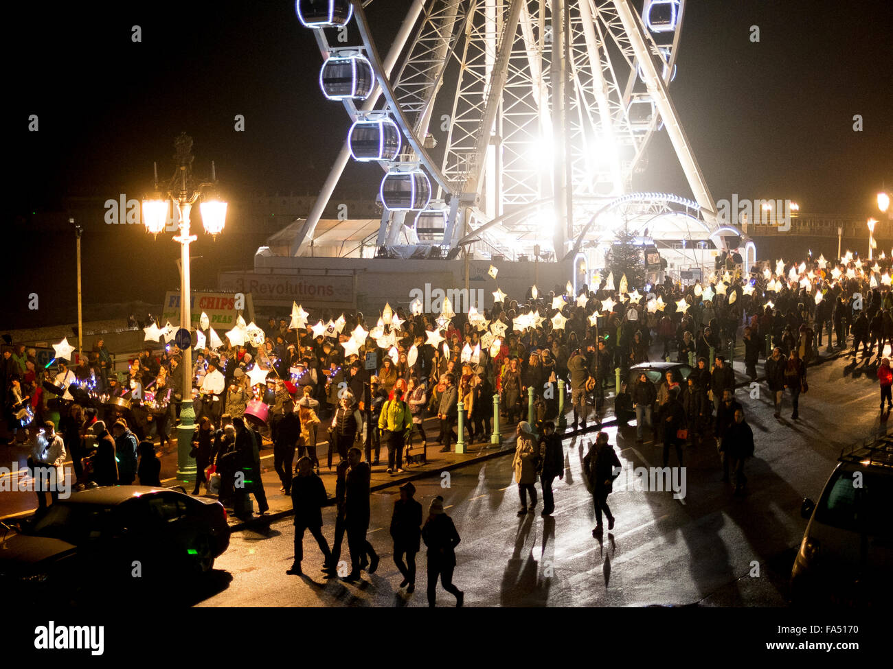 Brighton, UK. 21st December, 2015. Burning the Clocks is a community