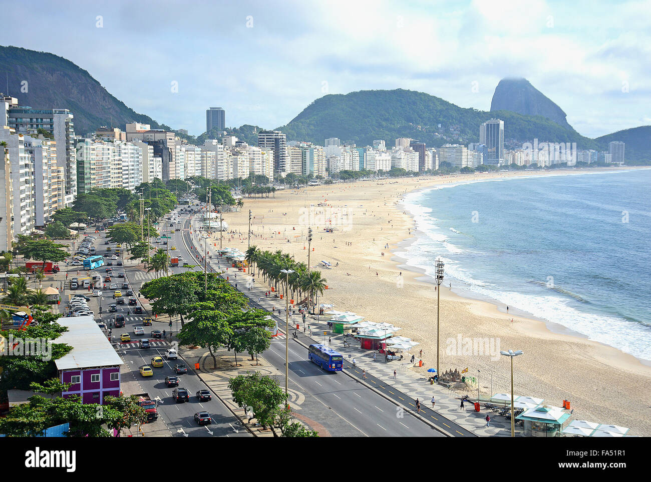traffic on Atlantica avenue Copacabana Rio de Janeiro Brazil Stock Photo