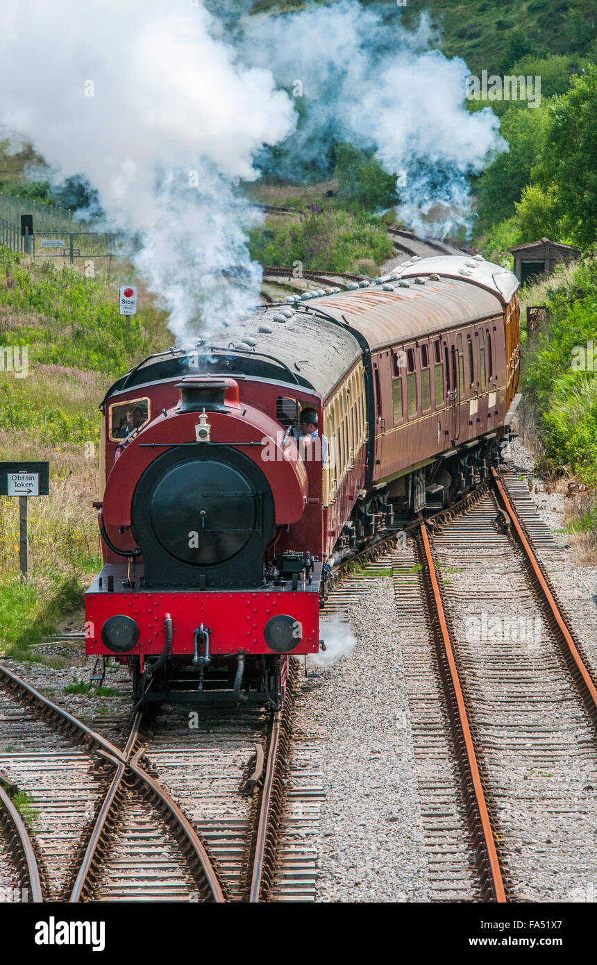 Blaenavon and Pontypool Steam Railway at Blaenafon south Wales showing steam engine and carriages Stock Photo