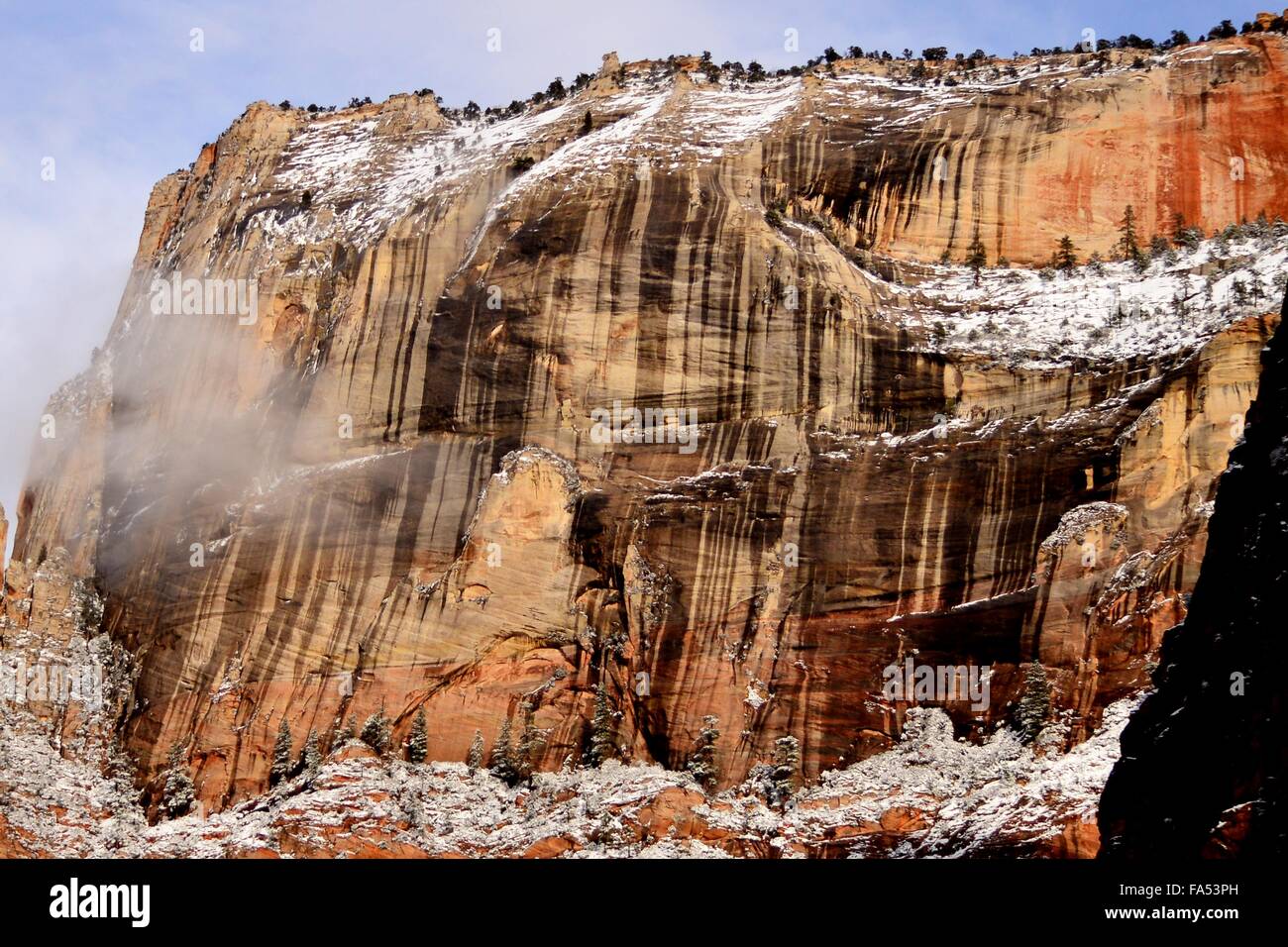 Towers of the Virgin after a snowfall in Zion National Park December 14