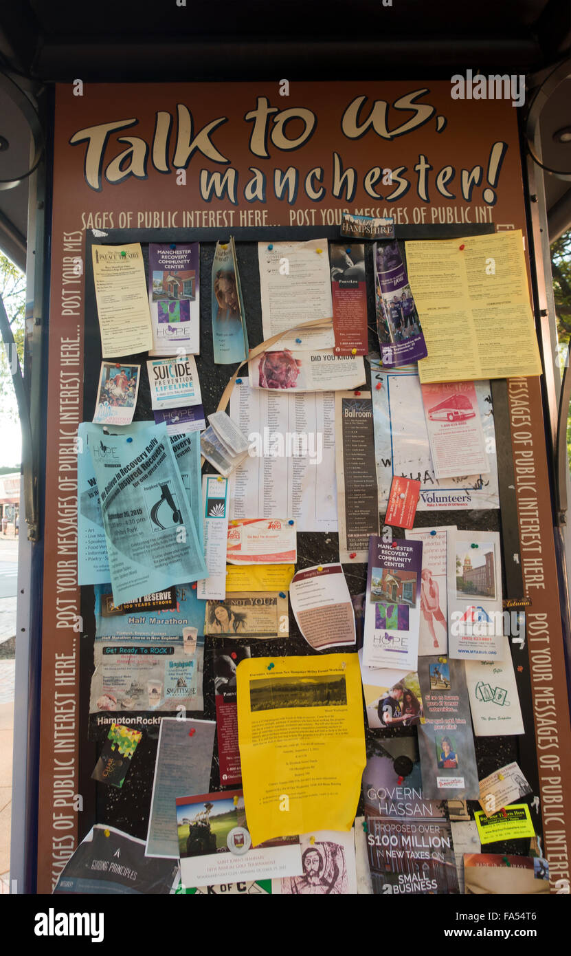 town bulletin board Manchester New Hampshire Stock Photo Alamy