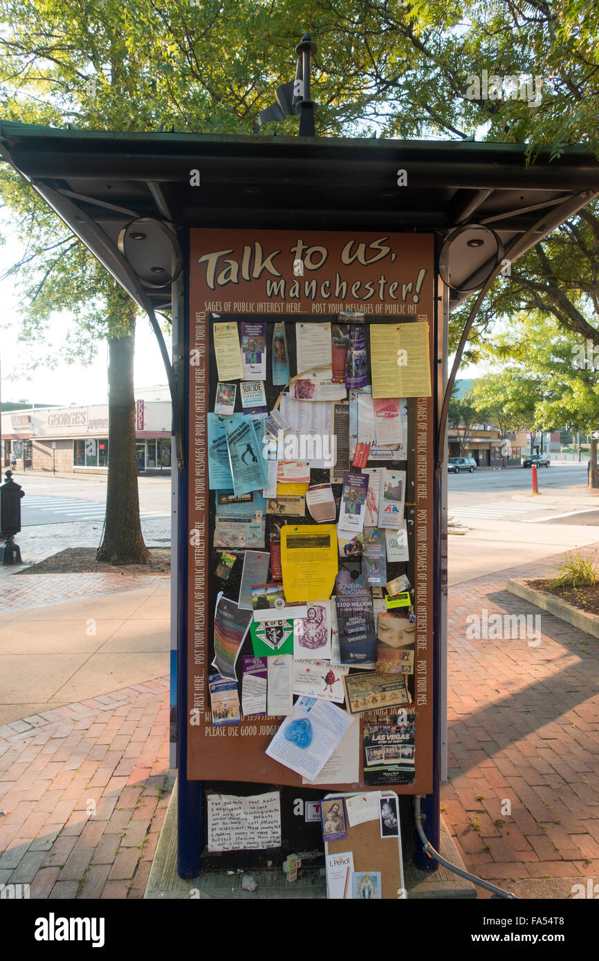 town bulletin board Manchester New Hampshire Stock Photo Alamy