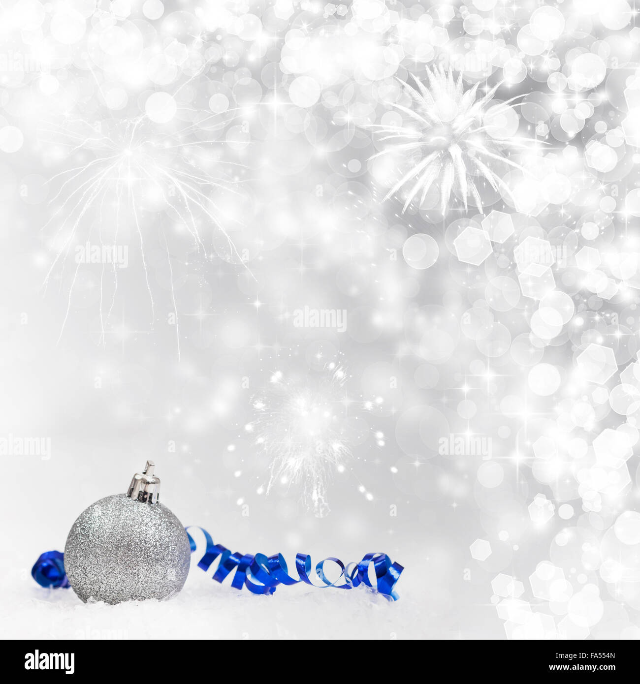 Sparkling Christmas background with blue baubles Stock Photo - Alamy