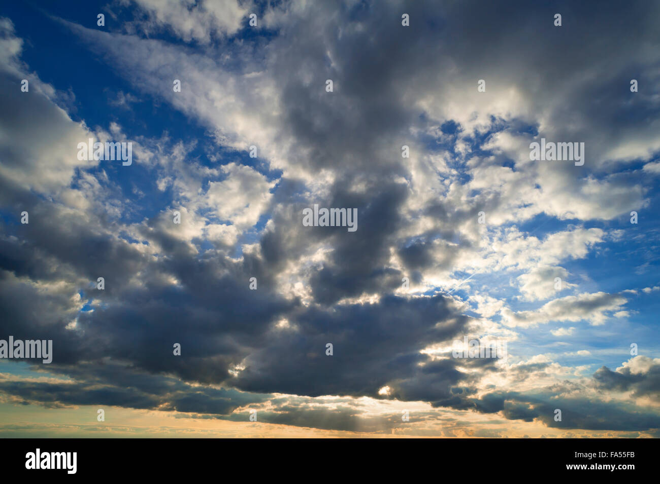 Rain clouds (Nimbostratus) in evening sky, Bavaria, Germany Stock Photo