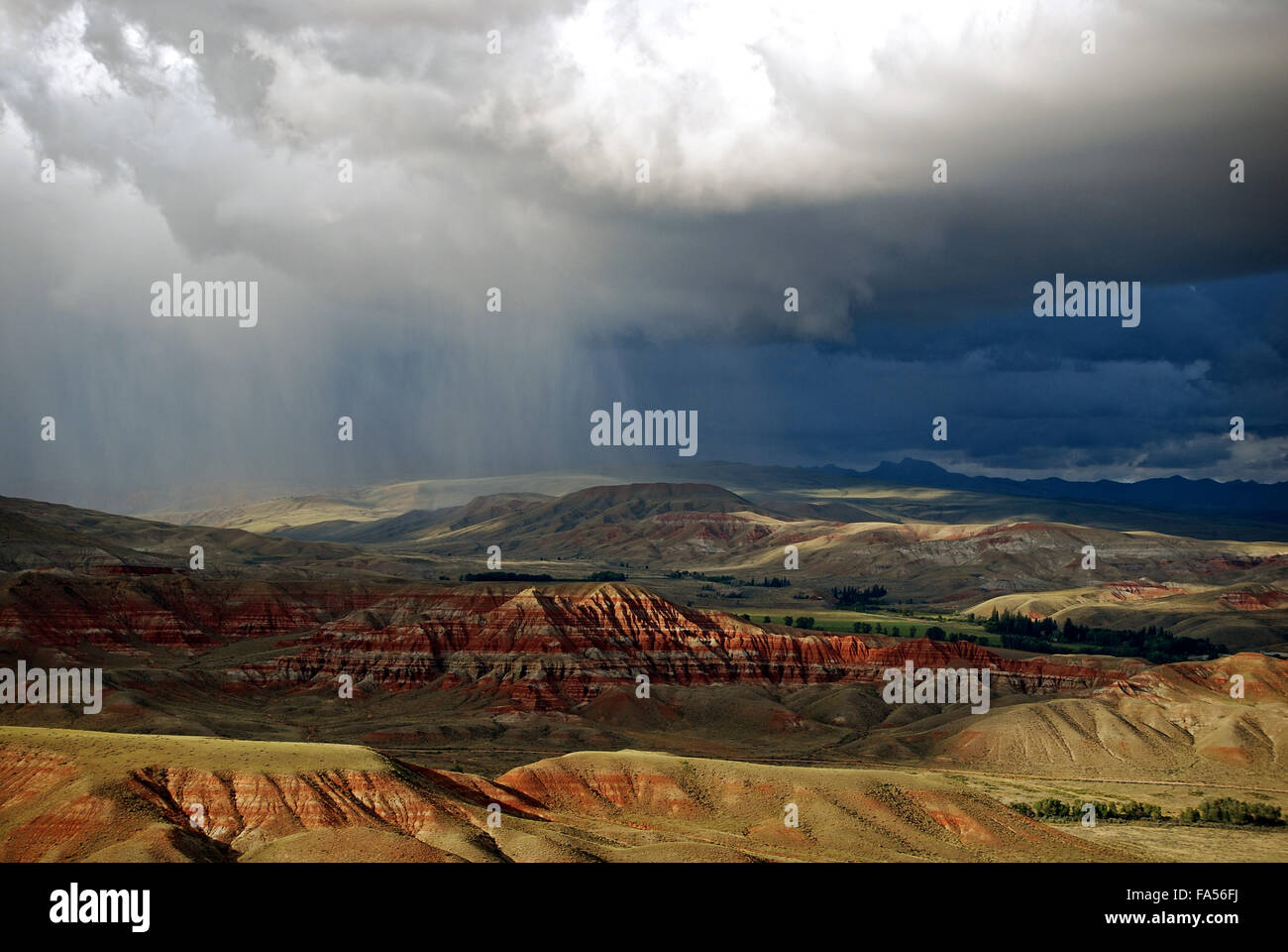 Big Storm approaching (Badlands on the Wind River, WY) Stock Photo