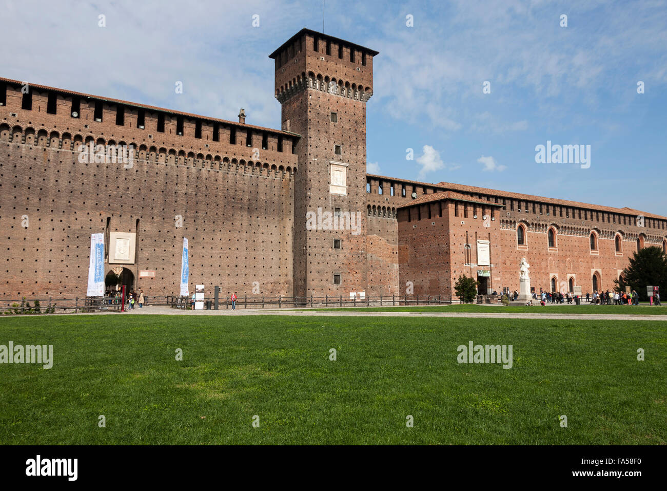 Facade of a castle, Castello Sforzesco, Milan, Lombardy, Italy Stock Photo