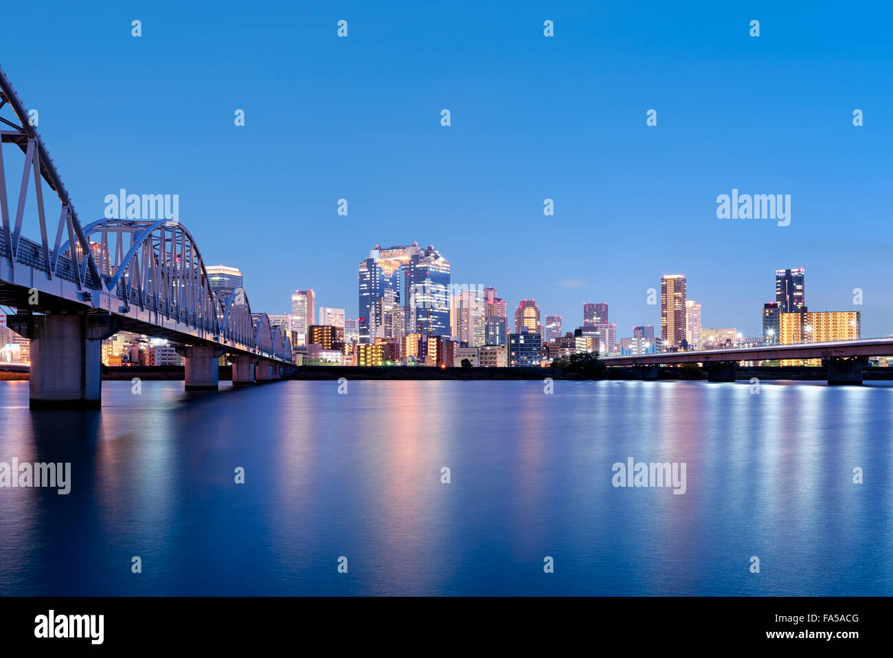 Nigth view of Umeda District Skyline in Osaka, Japan. Stock Photo