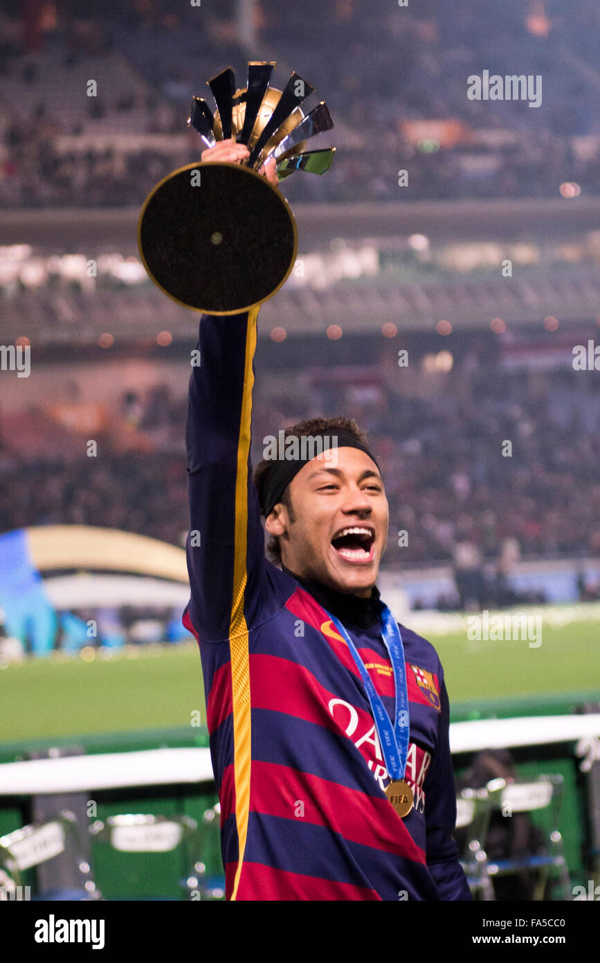 Kanagawa, Japan. 20th Dec, 2015. Lionel Messi (Barcelona) Football/Soccer : Lionel  Messi of Barcelona celebrates after winning the FIFA Club World Cup Japan  2015 Final match between River Plate 0-3 FC Barcelona