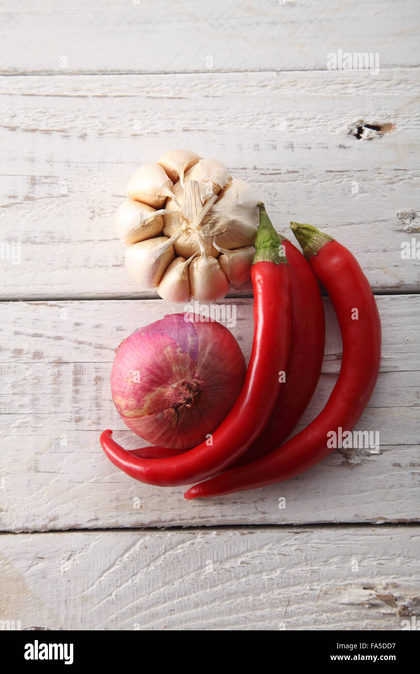 Close up of chili,garlic and onion Stock Photo Alamy