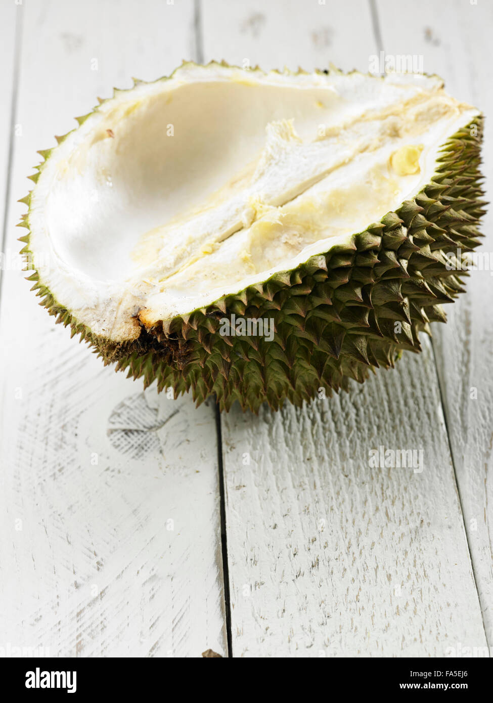 malaysia fruit durian on the wooden table Stock Photo - Alamy