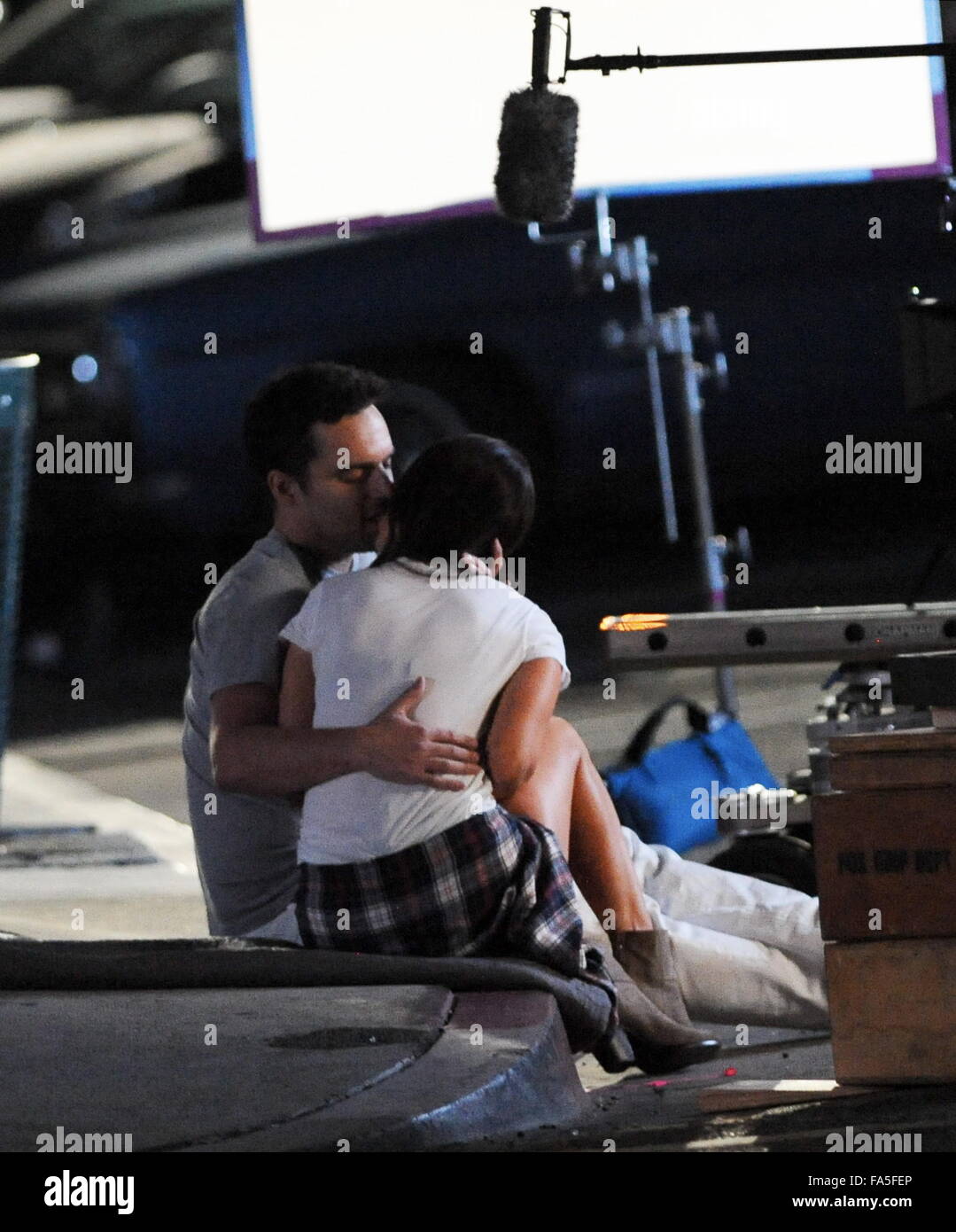 Megan Fox Leans In For A Kiss With Co Star Jake Johnson Whilst Filming A Late Scene In New Girl Jake Looked Shock As Megan Leaves Him On The Curb After Their Romantic