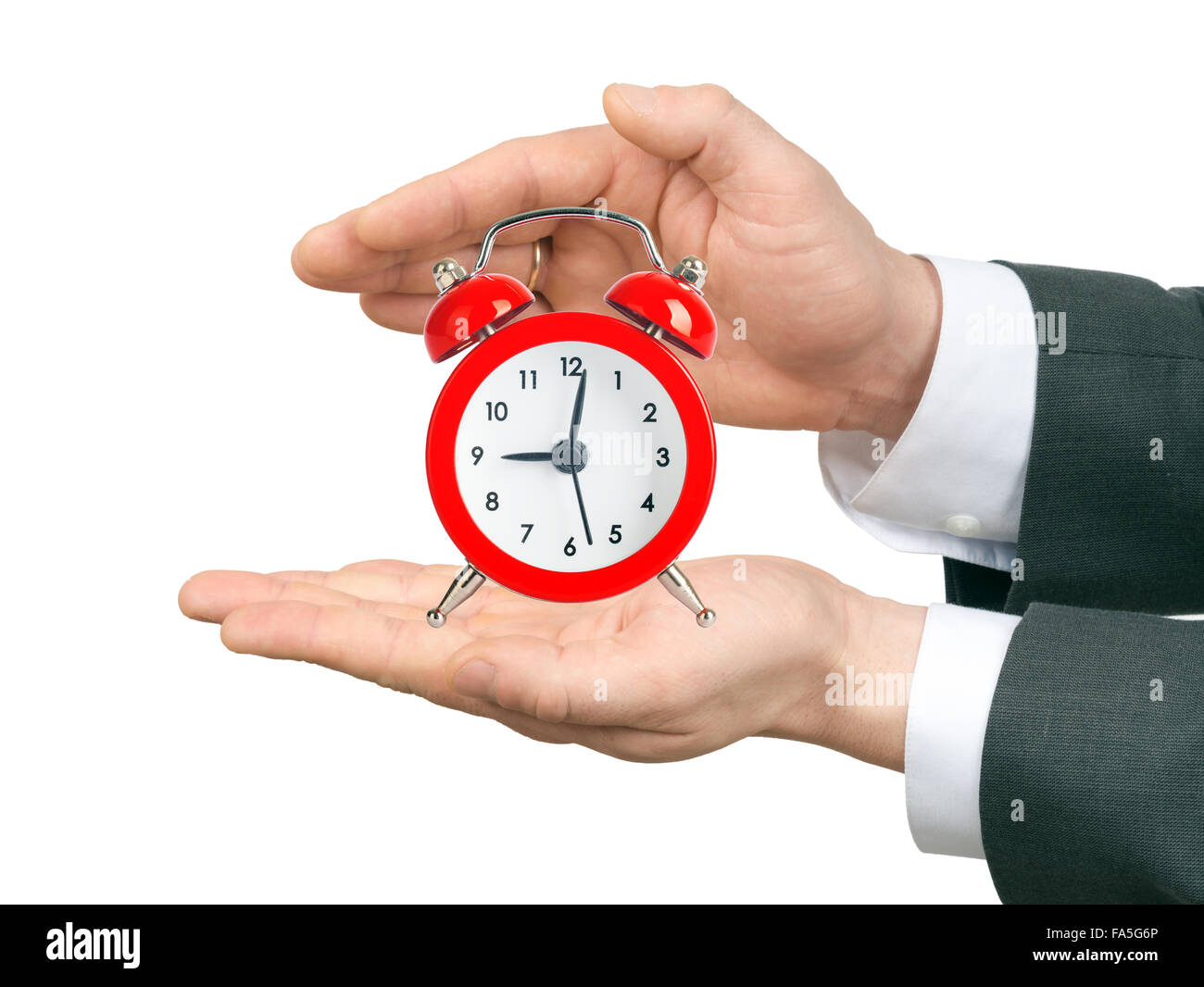 Male hands holding alarm clock Stock Photo Alamy