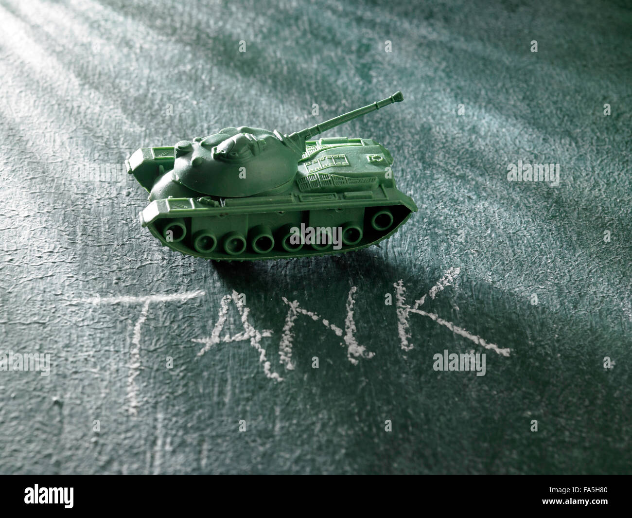 close up of toy military tank Stock Photo