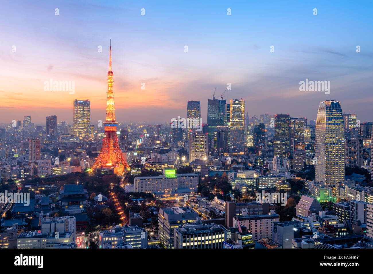 Tokyo, Japan - Dec 12, 2015: Night view of Tokyo Skylines.Tokyo  is both the capital and largest city of Japan. The Greater Toky Stock Photo