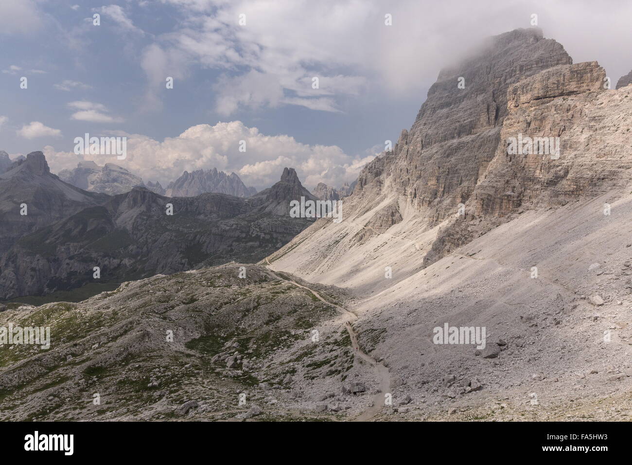 Looking north from the Drei Zinnen, in the Parco naturale Tre Cime, Dolomites, Italy Stock Photo