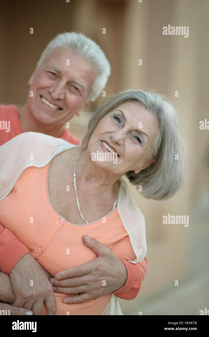 eautiful elderly couple outdoor Stock Photo