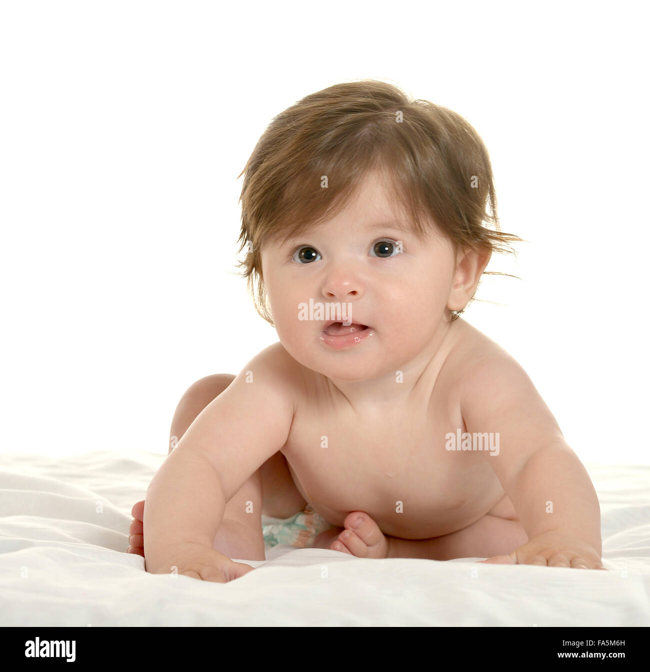 Baby girl lying on blanket Stock Photo Alamy